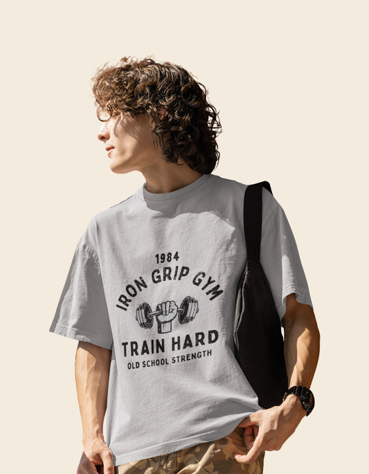 Retro Gym Grey Unisex Oversized Standard T-Shirt